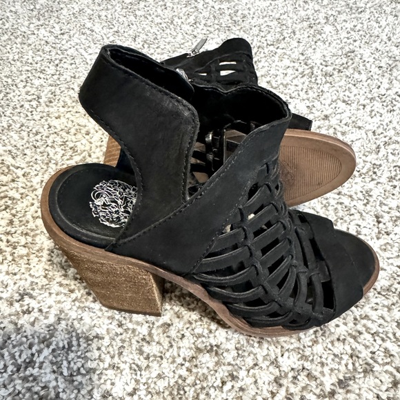 Vince Camuto Suede Zip Black Bootie Heels - 5 - Picture 2 of 9